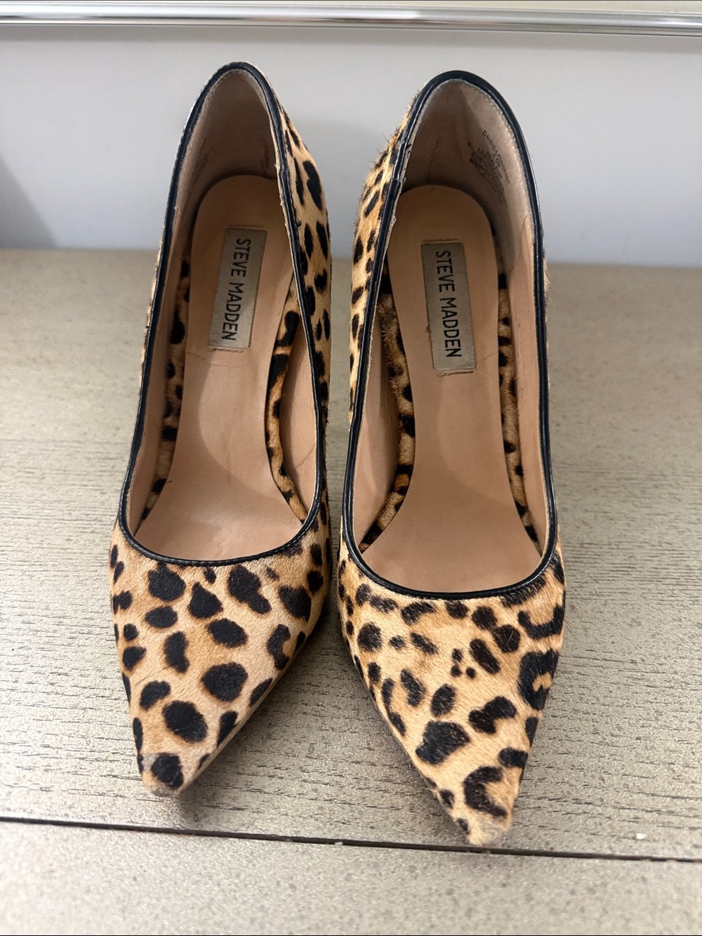 Steve Madden Daisie Leopard-Print Pointed Toe Pumps - Tan & Black